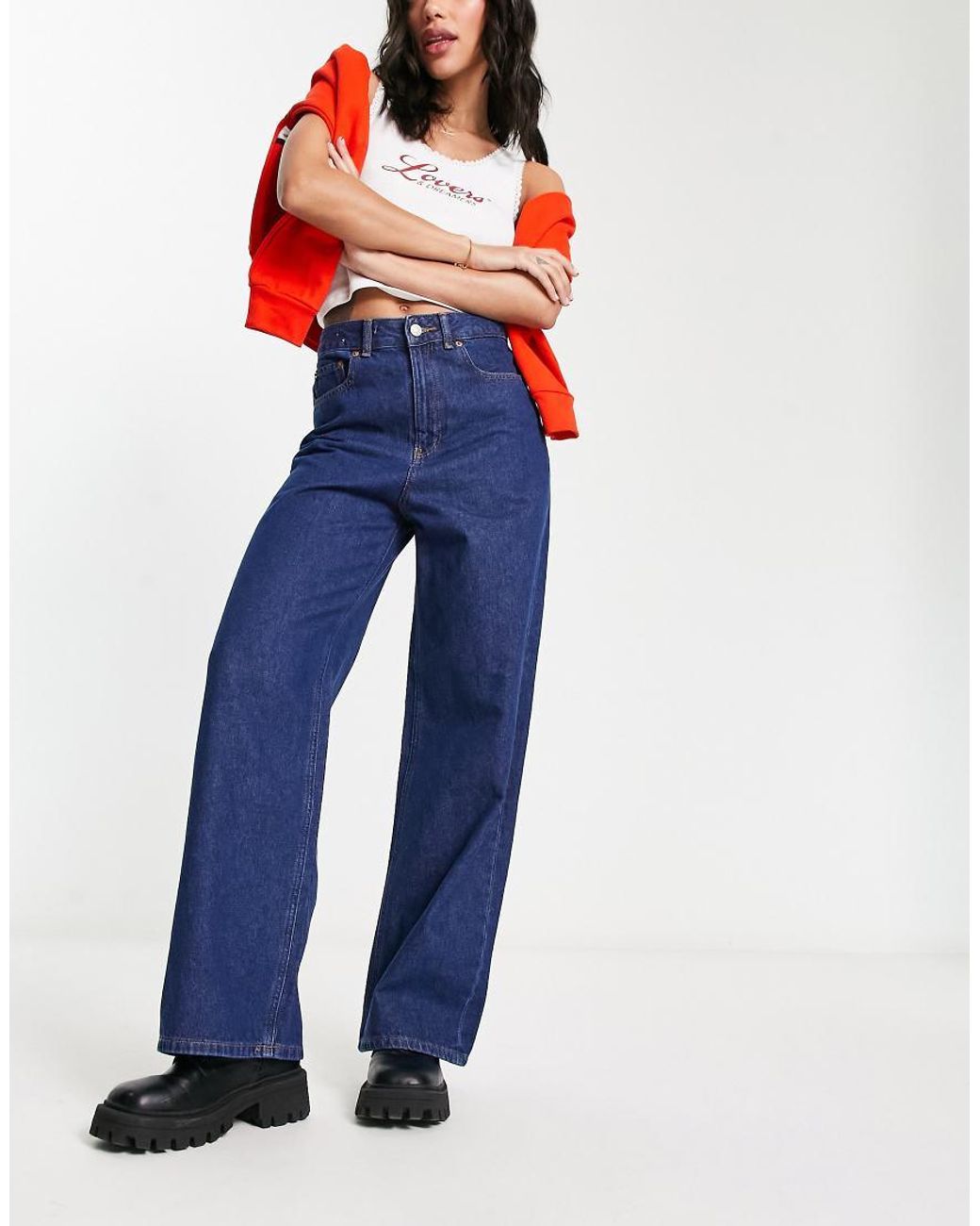JJXX Blue Tokyo High Waisted Wide Leg Jeans