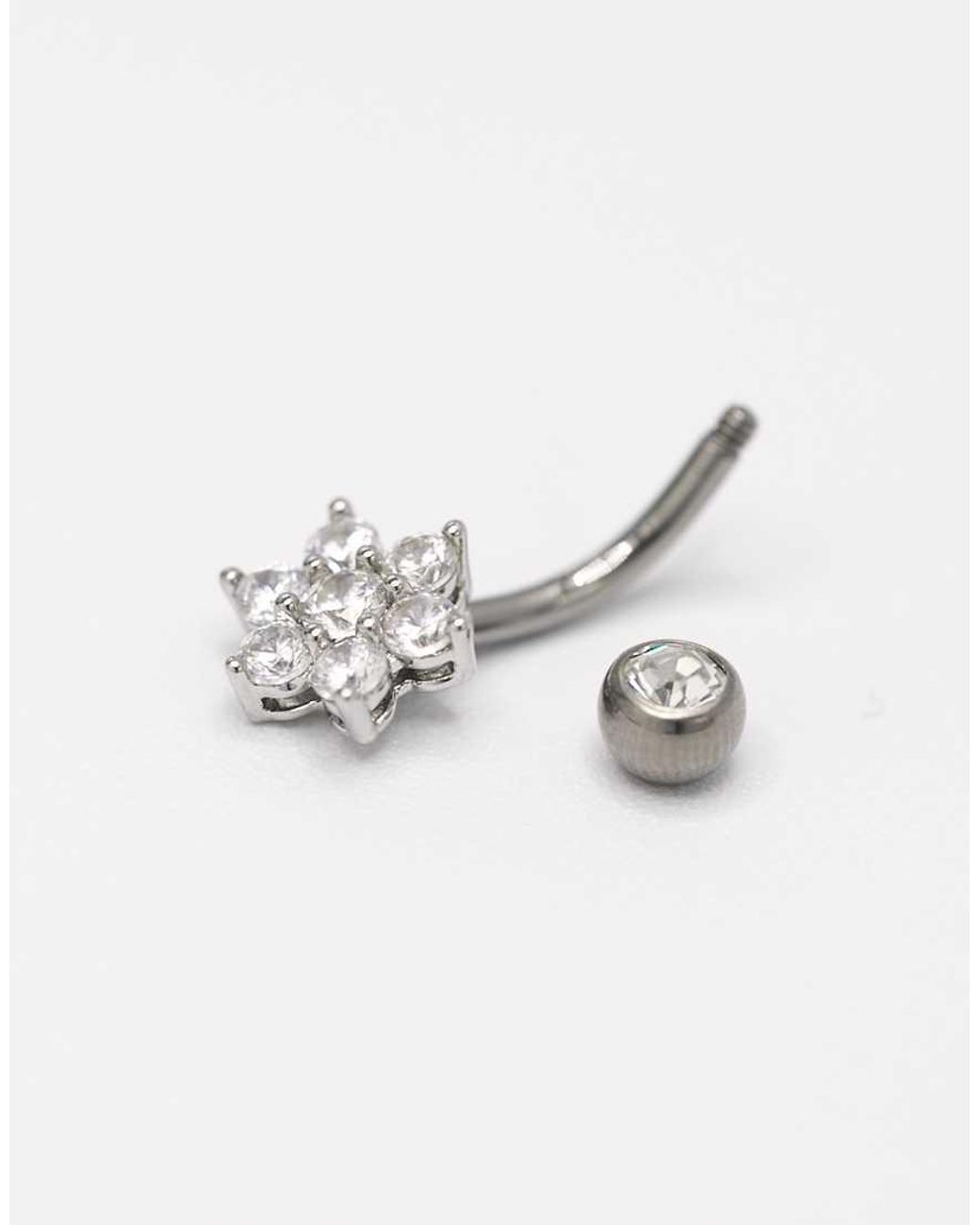 Lovisa White Titanium Diamante Flower Belly Bar