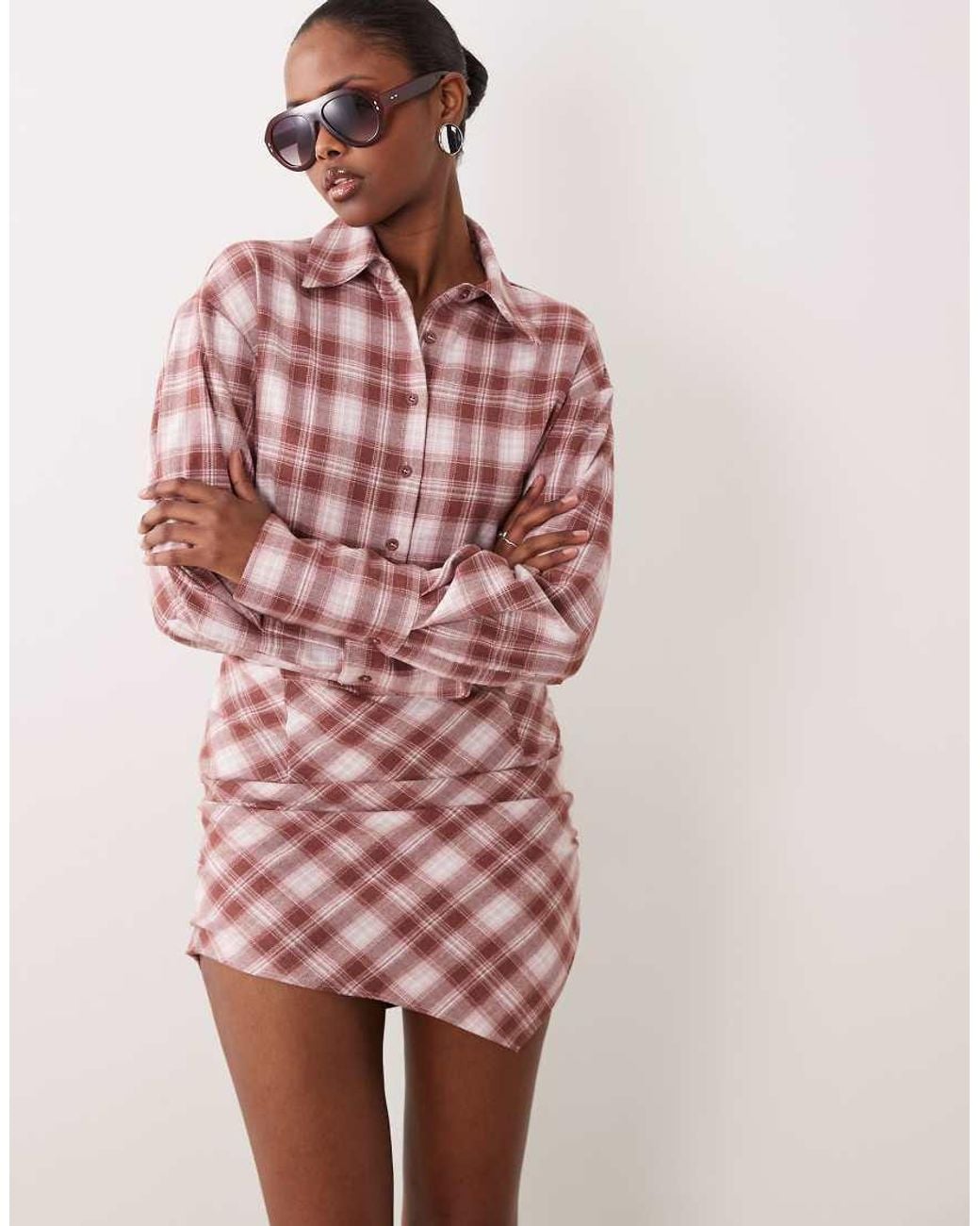 Noughts & Kisses Pink Button Up Shirt Asymmetric Hem Mini Dress