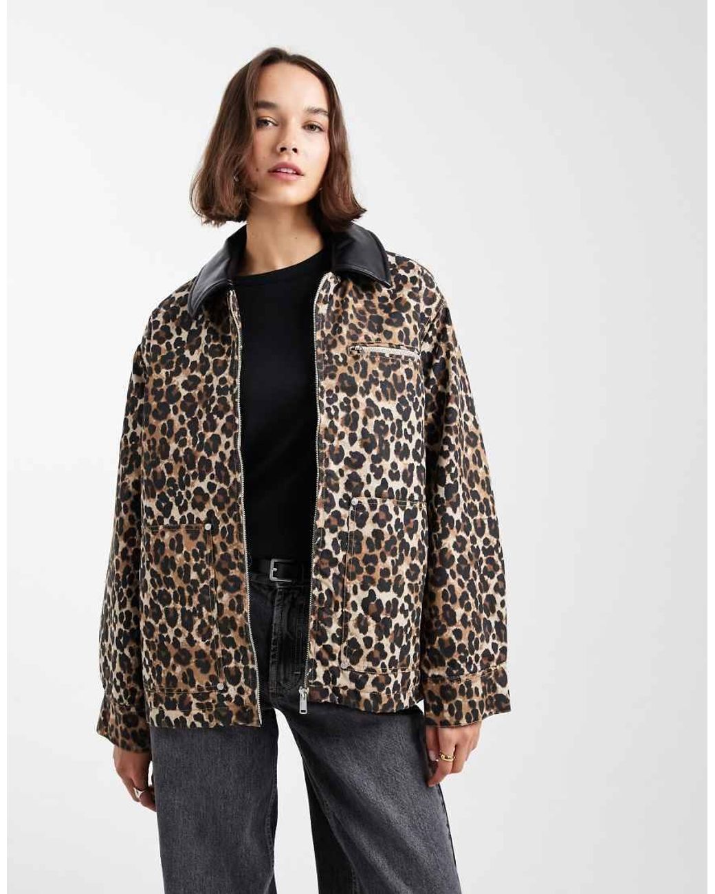 ONLY Black Quilted Canvas Jacket With Faux Leather Collar