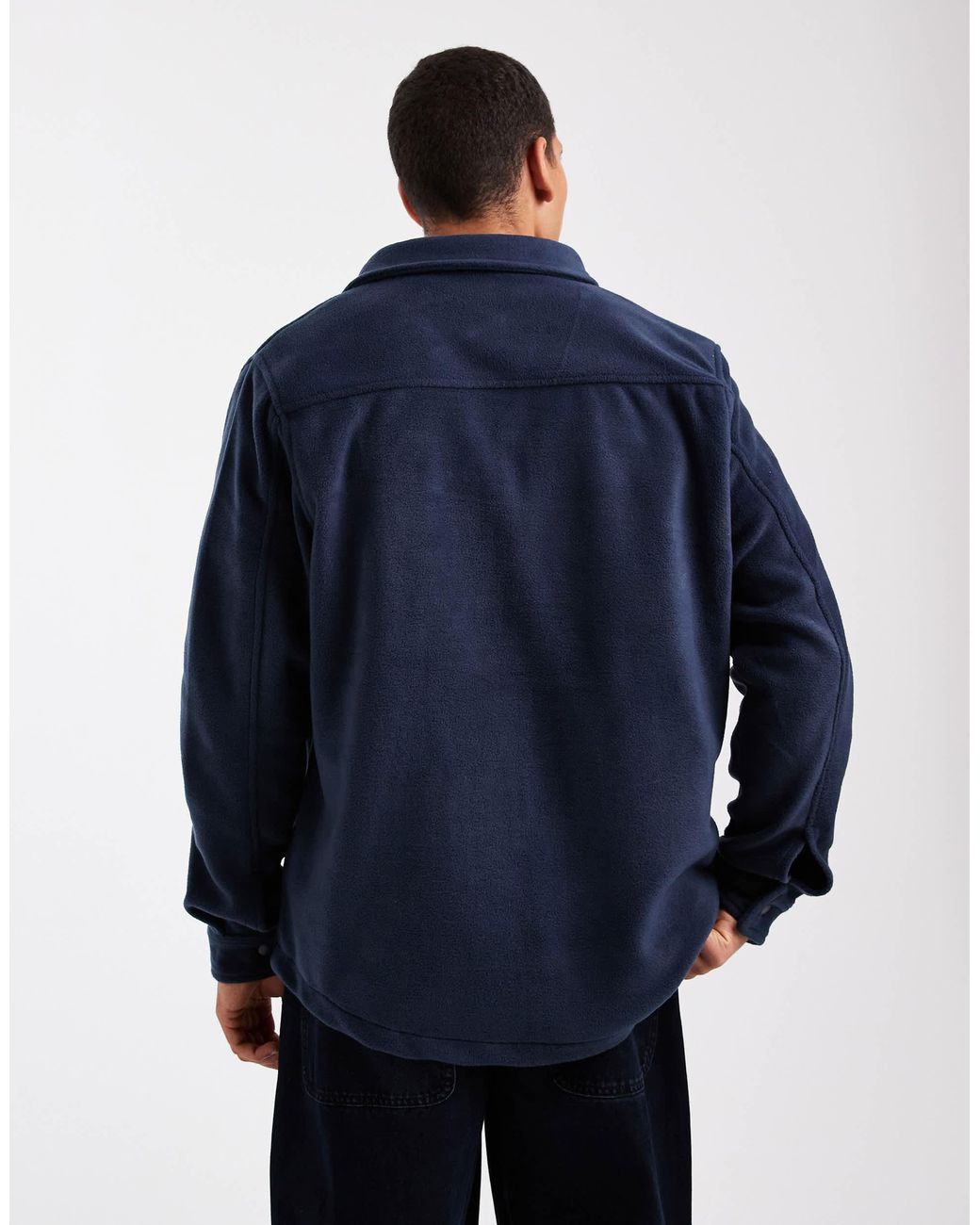 Brave Soul – langärmlige hemdjacke aus fleece in Blue für Herren