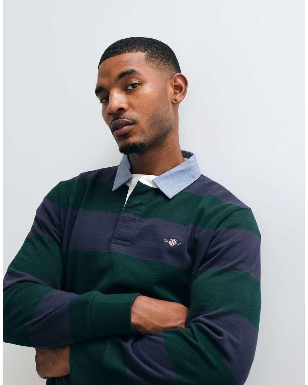 Gant Blue Heavyweight Striped Rugby Polo for men