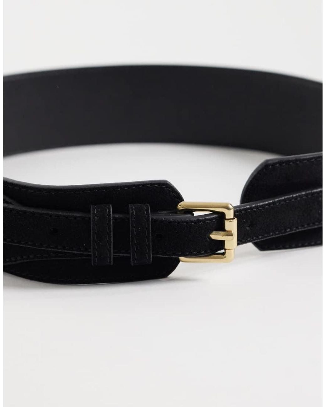 Mango Blue Faux Suede Thick Belt
