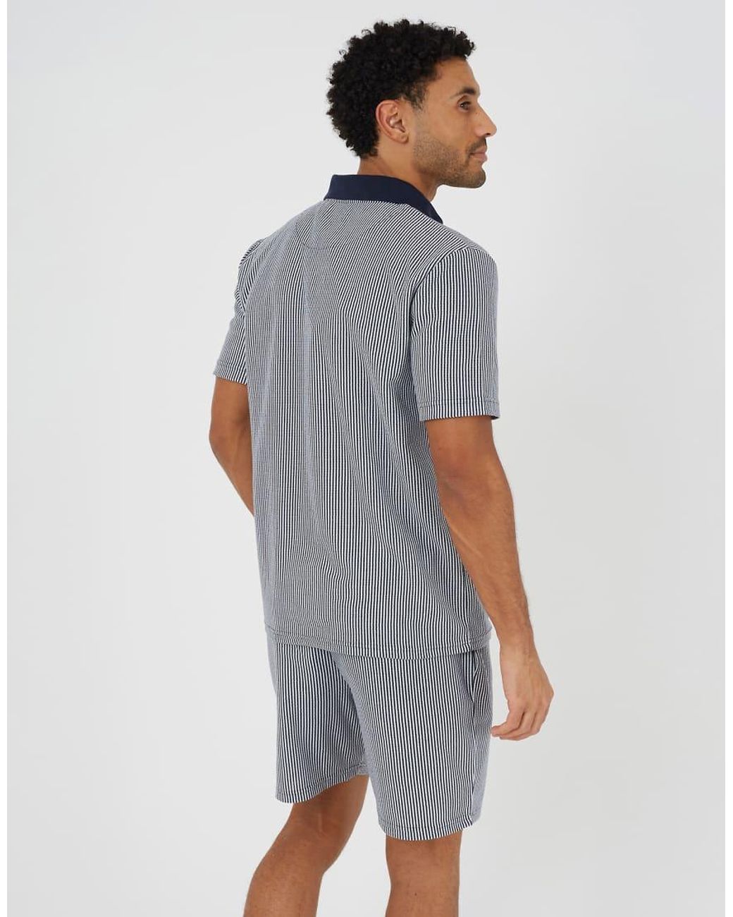 Brave Soul Blue Striped Elasticated Waist Shorts for men