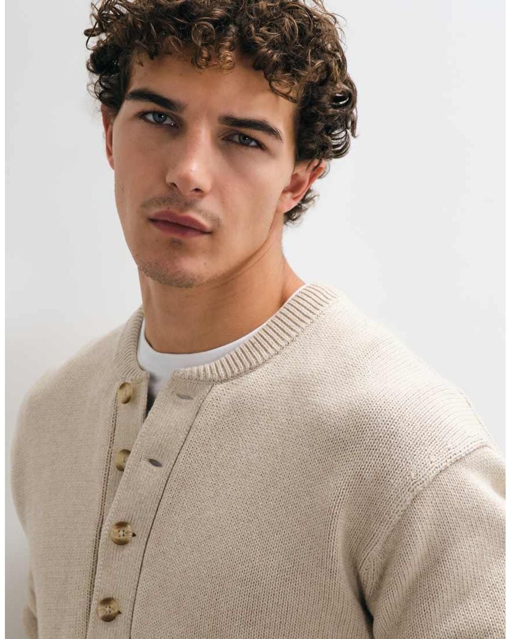 Abercrombie & Fitch Natural Knitted Henley Jumper for men