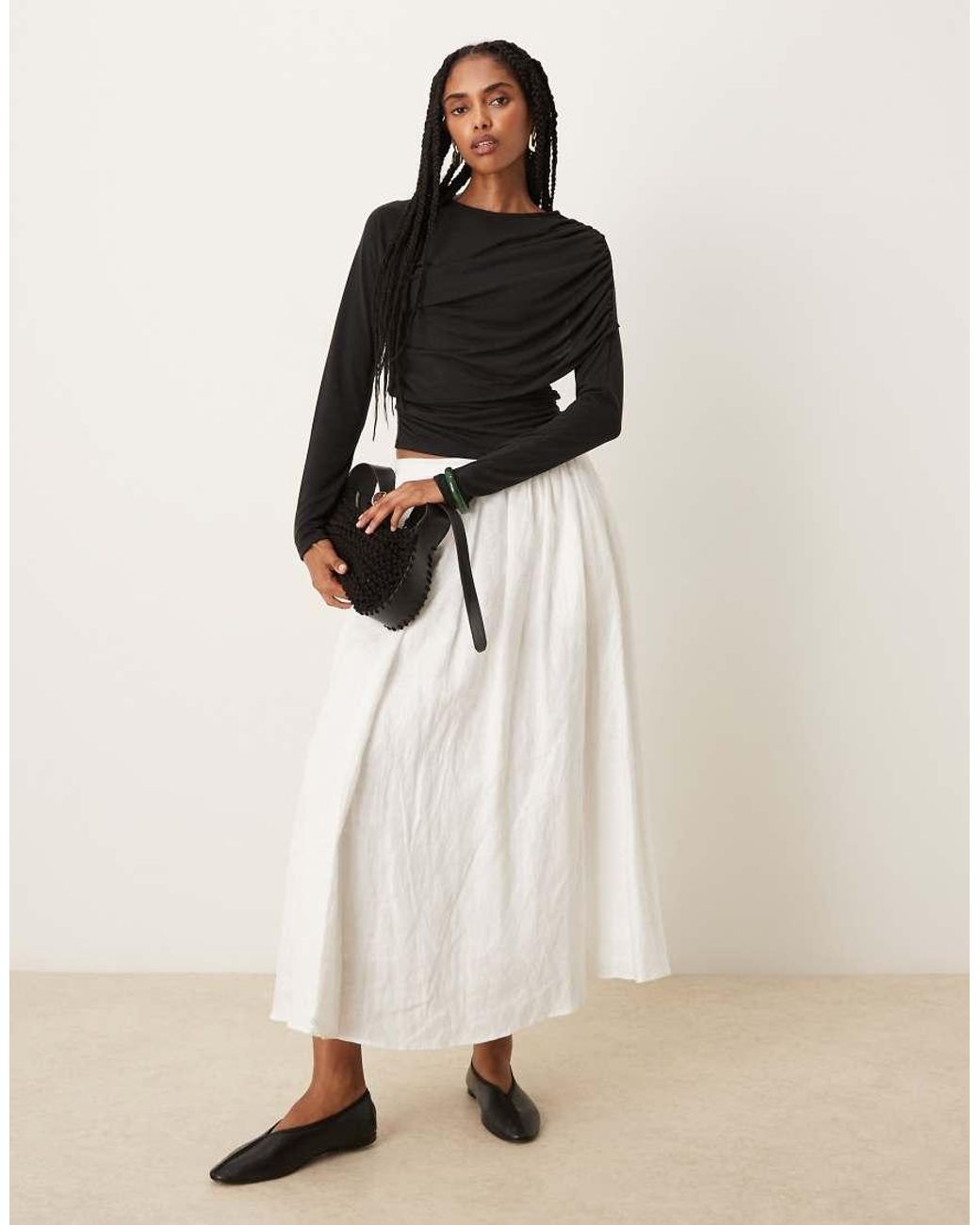 ASOS Black Modal Wrap Detail Long Sleeve Tee