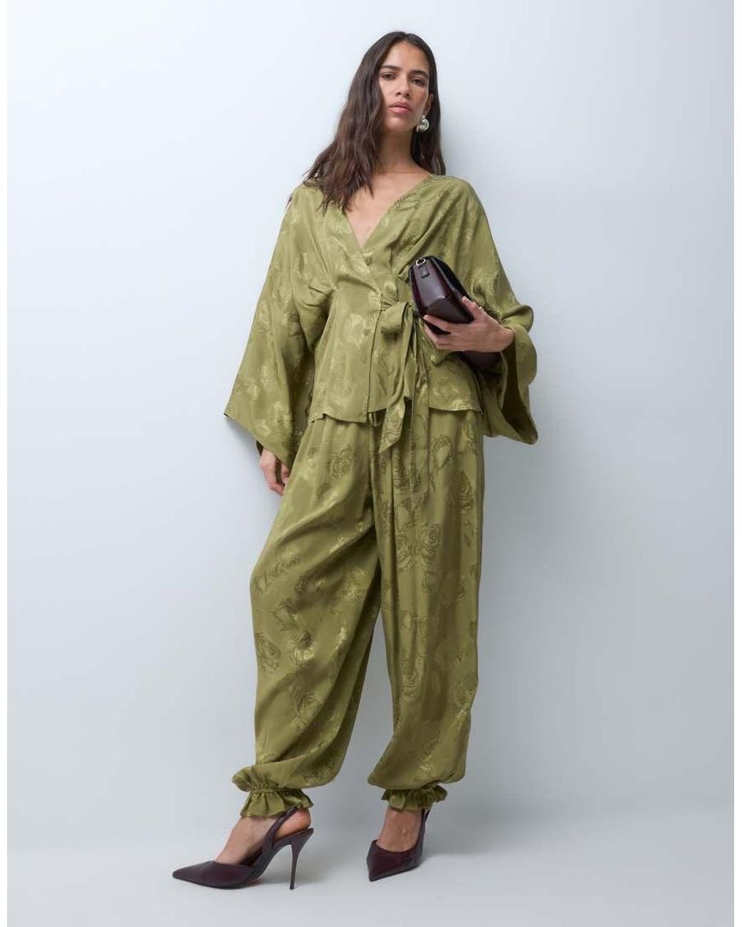 ASOS Green Jacquard Oversized Balloon Trouser