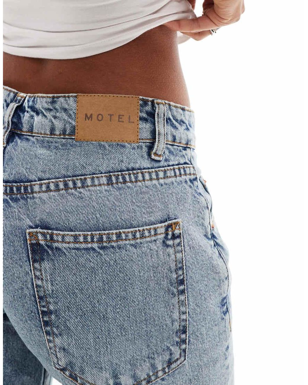 Motel Blue Roomy Wide Leg Low Rise Jeans