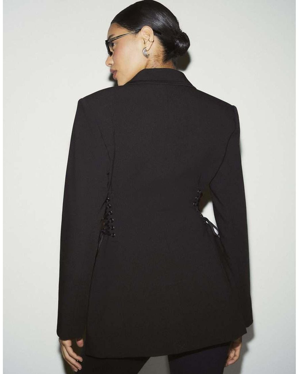 River Island Blue Lace Up Tuxedo Blazer Dress