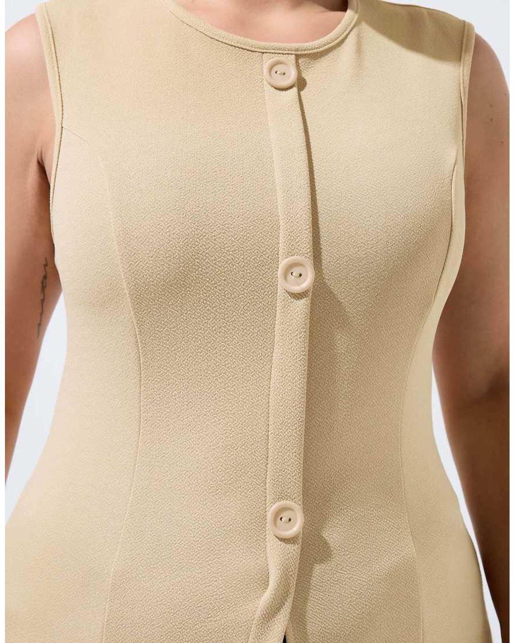 Yours Clothing Natural Seam Detail Waistcoat