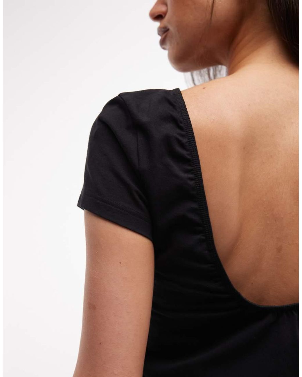 Monki Blue Open Back T-shirt