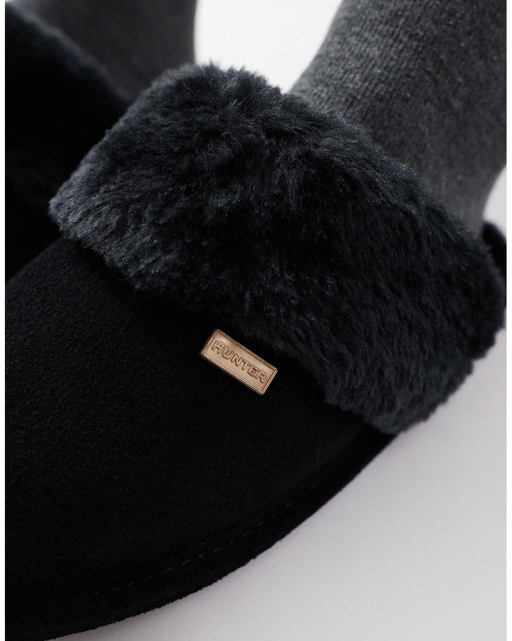 Hunter Black – gefütterte mules-hausschuhe