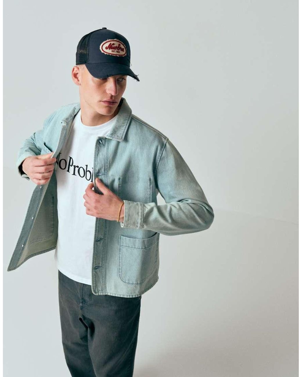 Pompeii UK Blue Pompeii Denim Button Up Chore Jacket for men