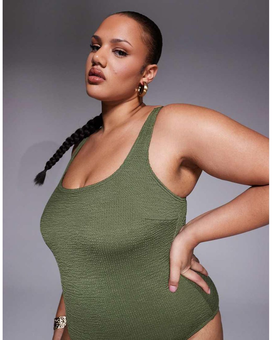 South Beach Green Crinkle Swimsuit