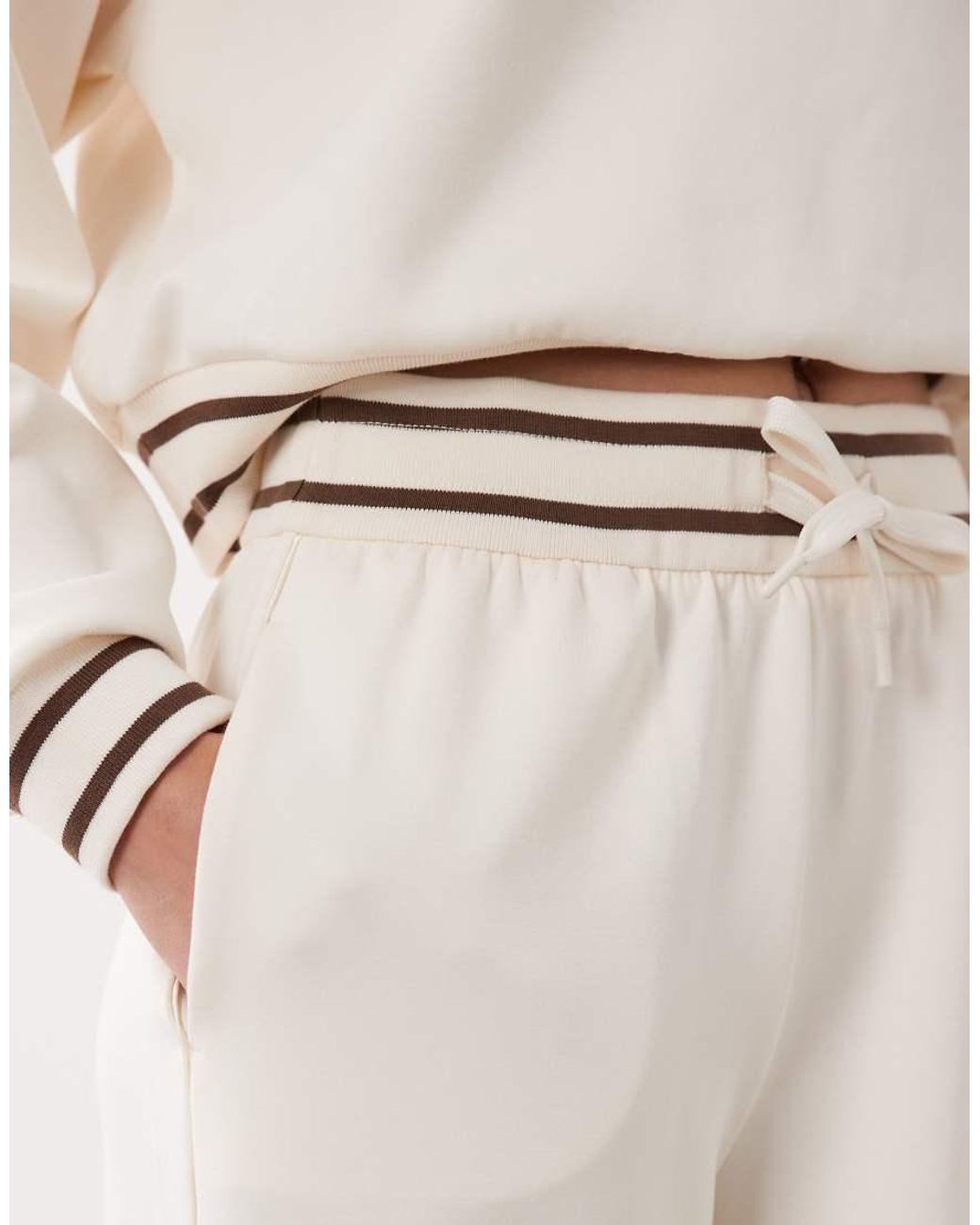 ARMANI EXCHANGE White 1/4 Zip Tipped Pants