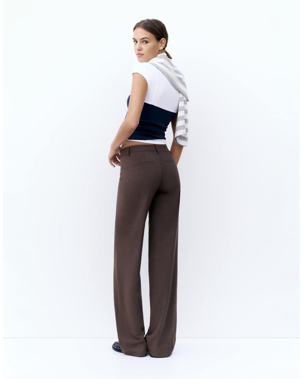 Pull&Bear Brown Petite Straight Leg Trousers