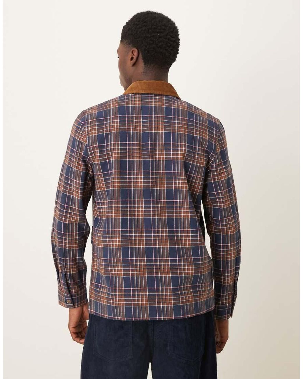 ASOS Blue Overshirt With Cord Collar for men