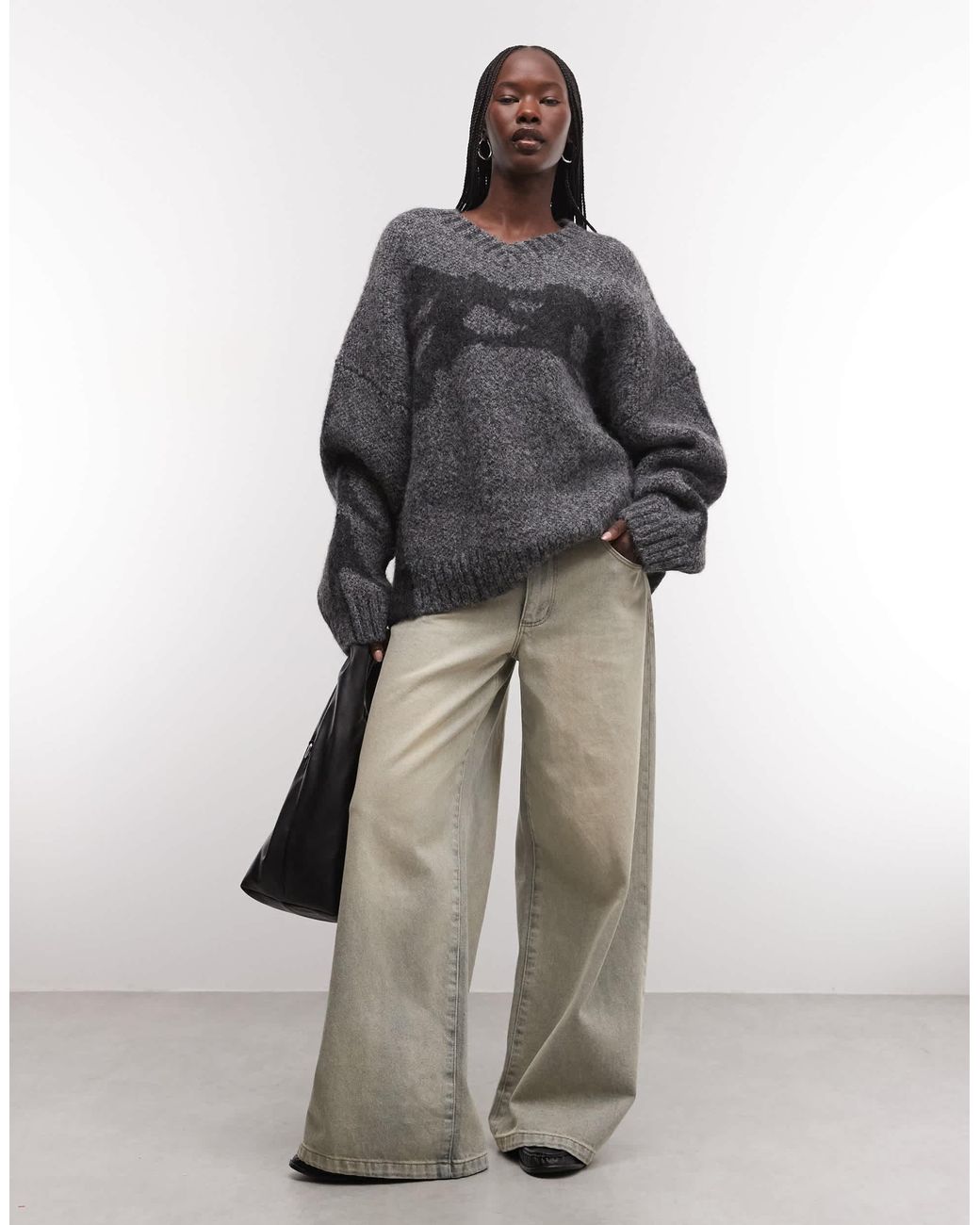 Pull col v en mélange Weekday en coloris Gray