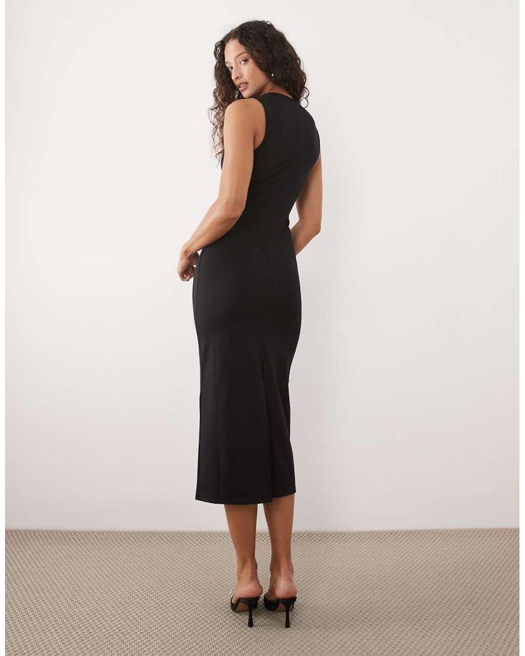 Mango Natural V Neck Sleeveless Midi Dress