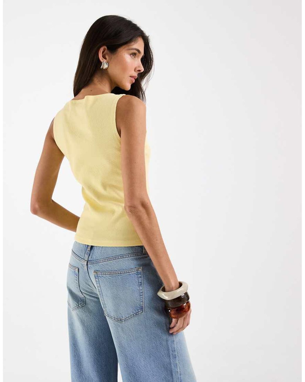 ASOS Blue Button Down Boat Neck Top