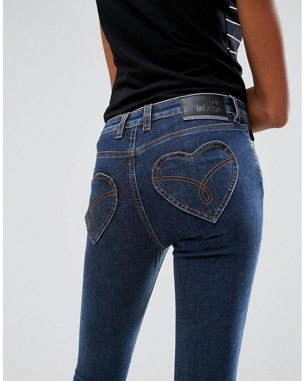 Love Moschino Heart Pocket Jeans in Blue | Lyst