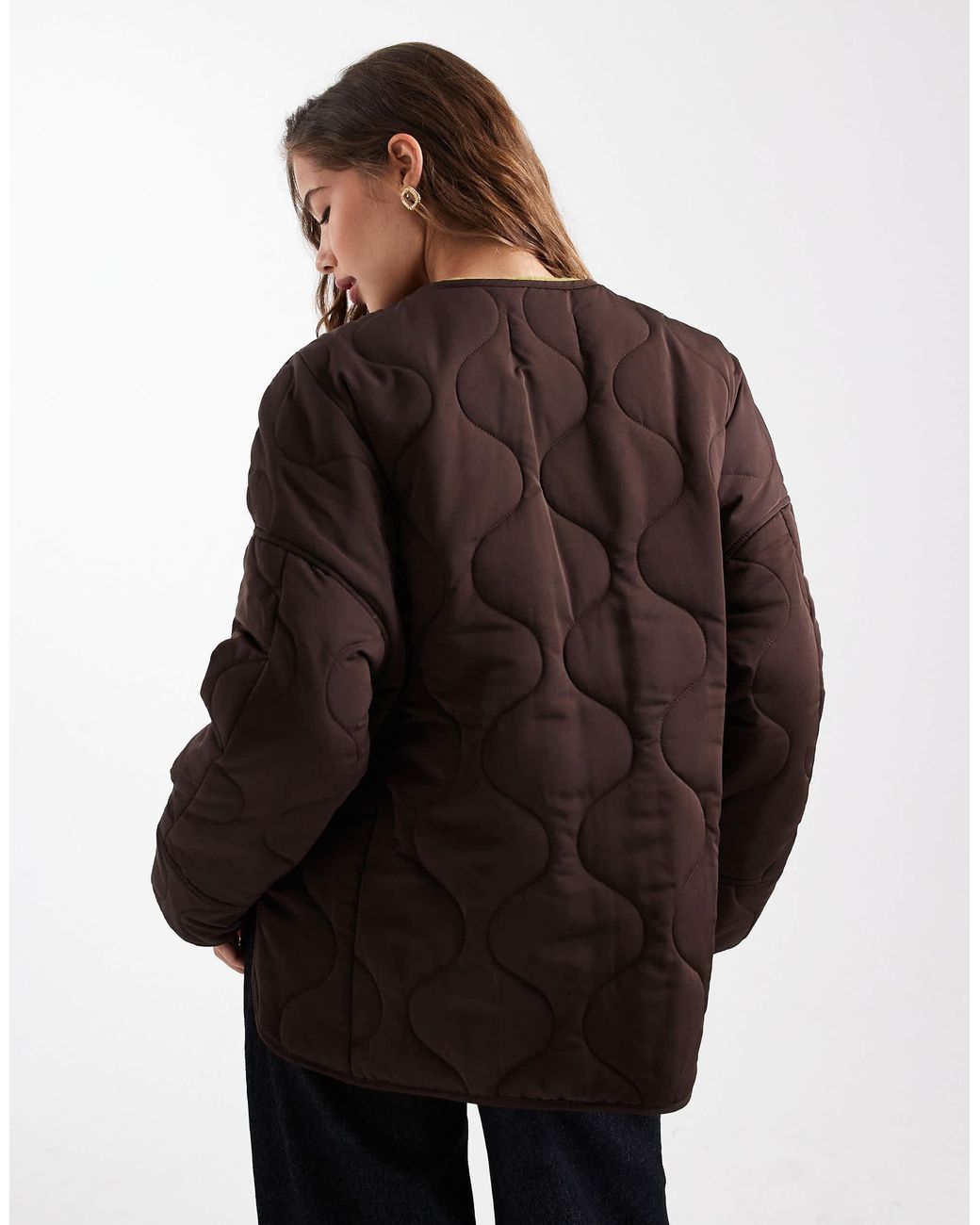 Object Brown Onion Quilted Front Pocket Bomber Jacket