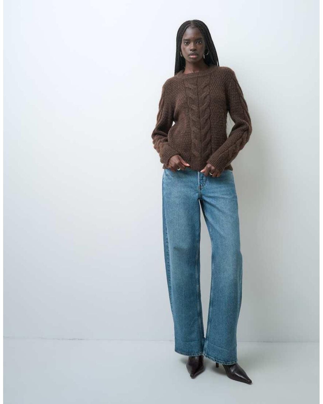 Pieces Brown Cable Knitted Jumper