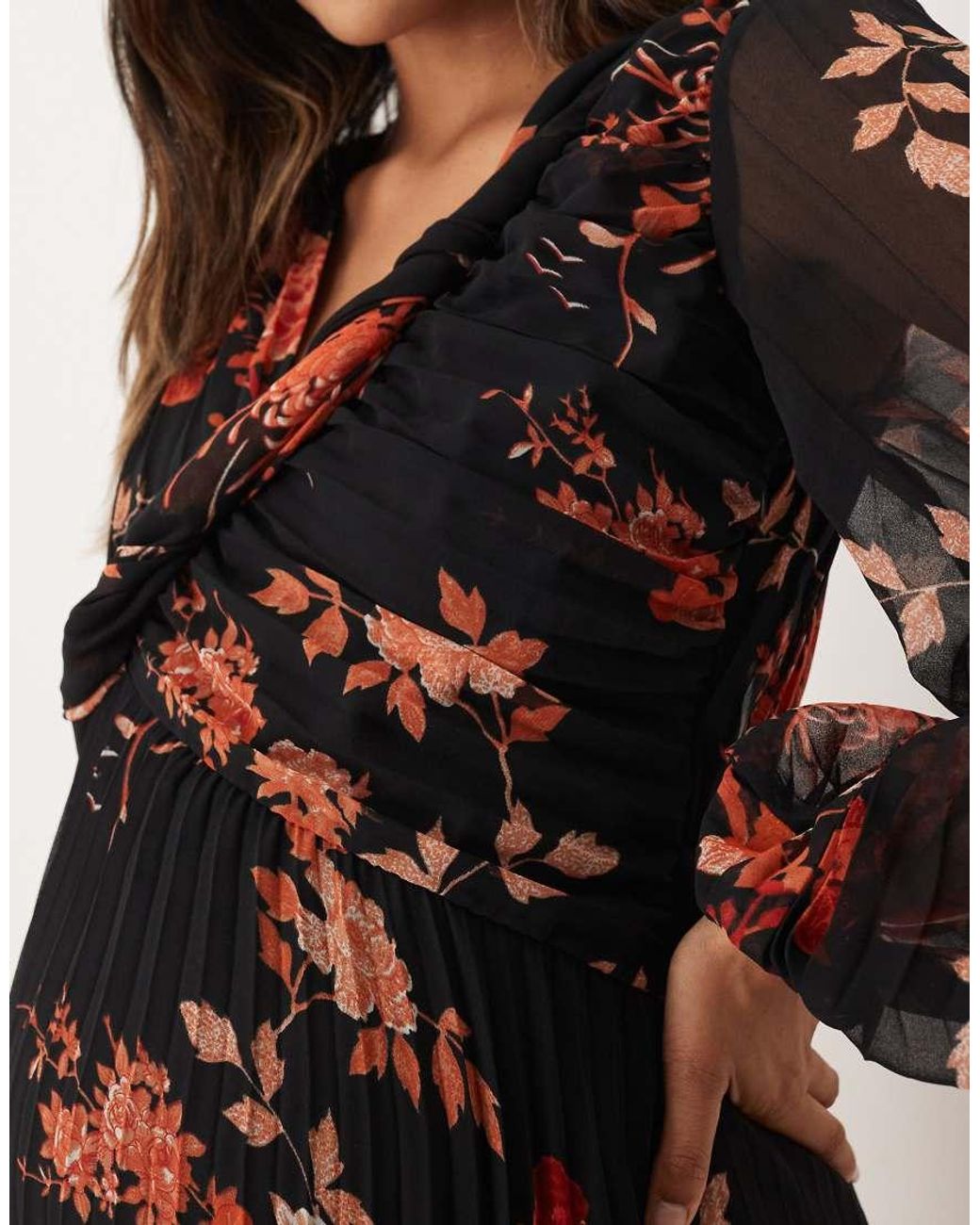 ASOS Multicolor Asos Design Maternity Wrap Pleated Midi Dress