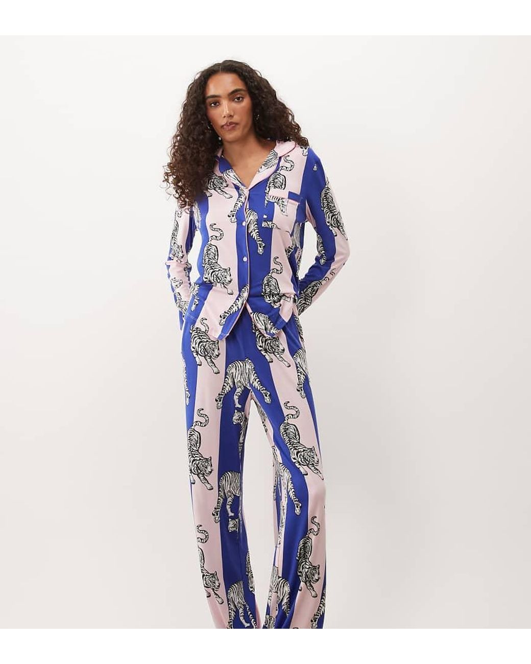 Chelsea Peers Blue Super Soft Button Up Pyjama Set