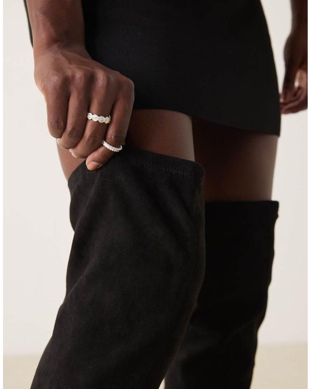 ASOS Black Wide Fit Kacey Smart Flat Over The Knee Boots