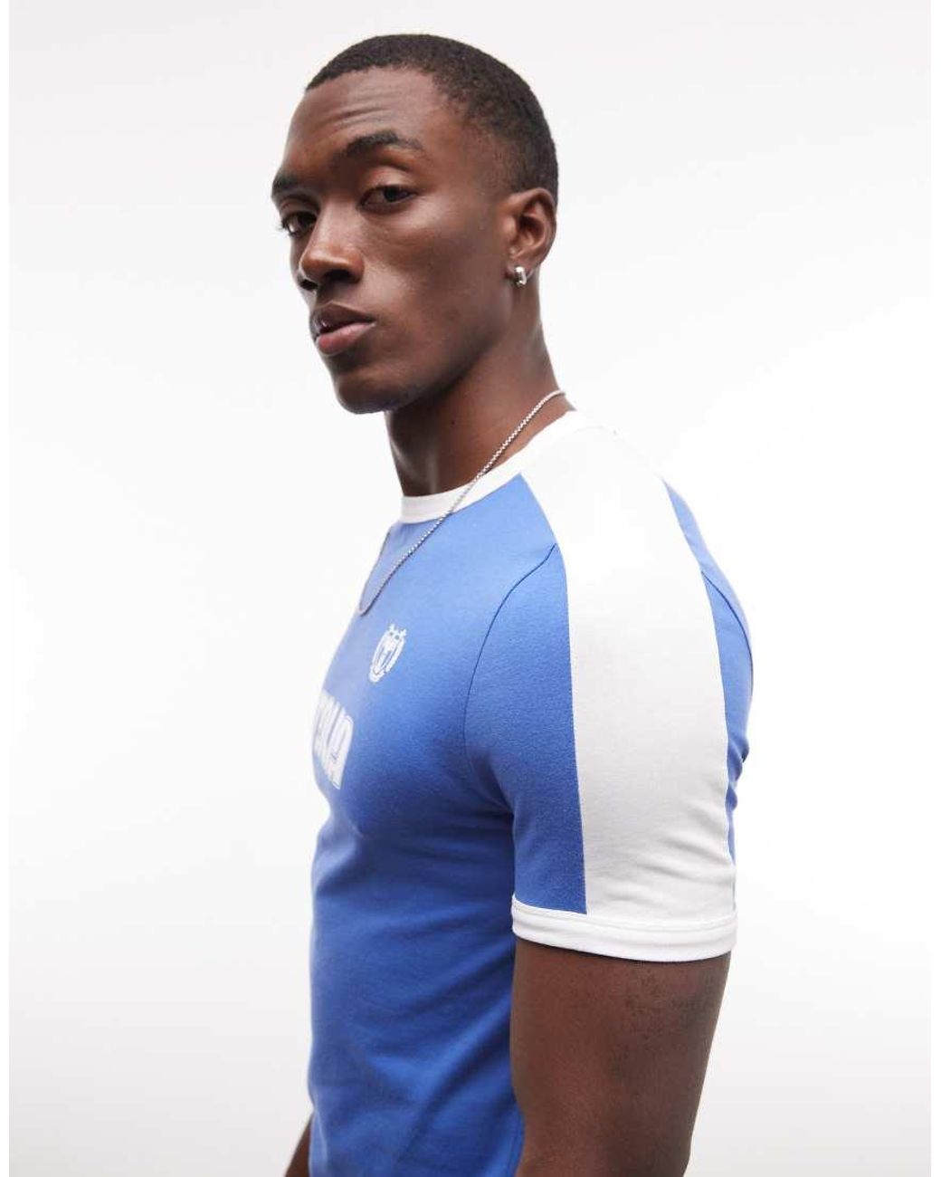 ASOS Blue Muscle Ringer T-shirt With Italia Football Graphic for men