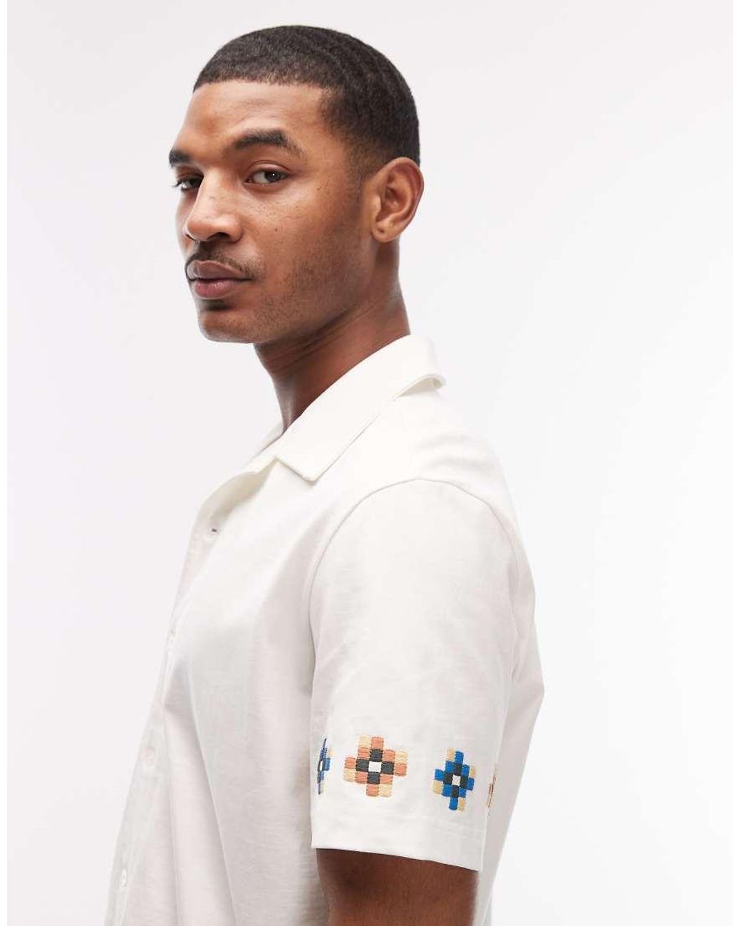 Paul Smith White Short Sleeve Casual Fit Shirt With Embroidery for men