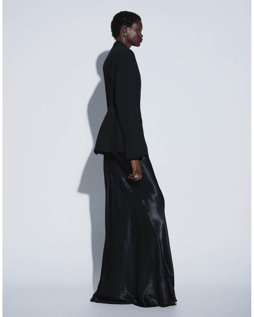 ASOS Black Ttya Satin Maxi Skirt