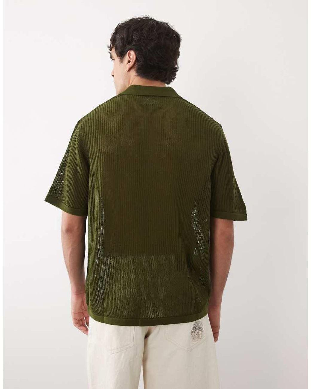 ASOS Green Oversized Open Knitted Notch Neck for men