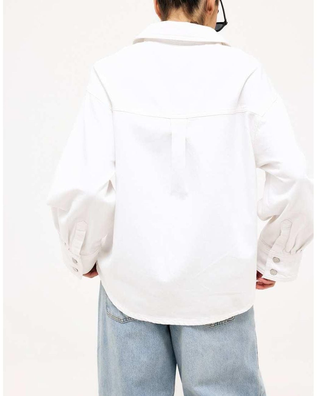NA-KD White Oversized Denim Shirt