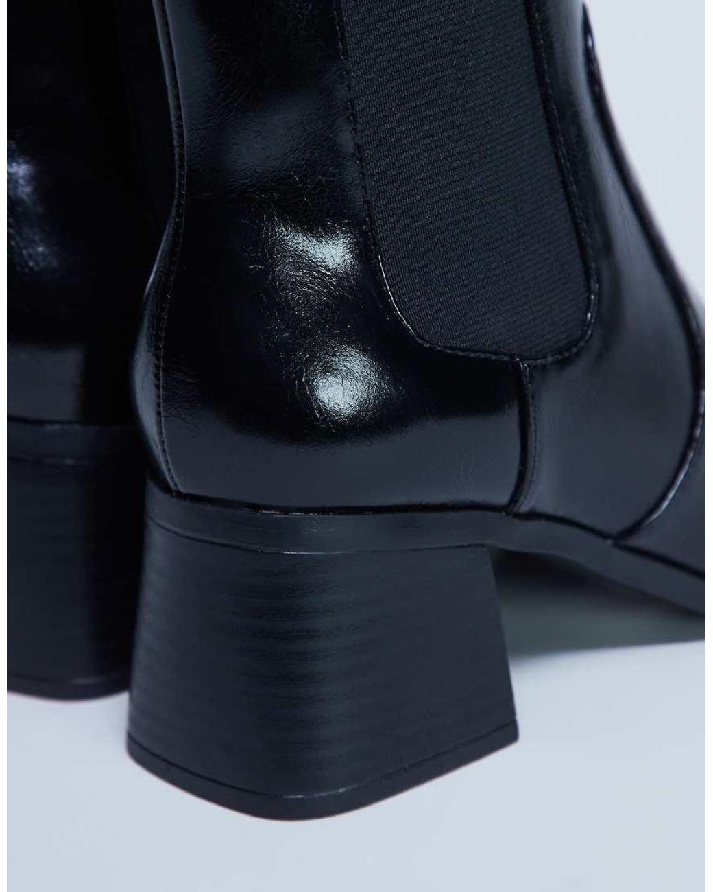 TOPSHOP Black Myra Block Heel Chelsea Boot