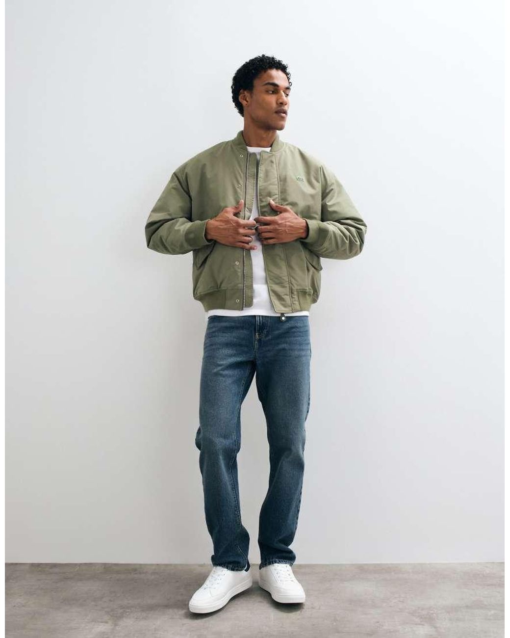 Lacoste Green Water Repellant Padded Bomber Jacket for men