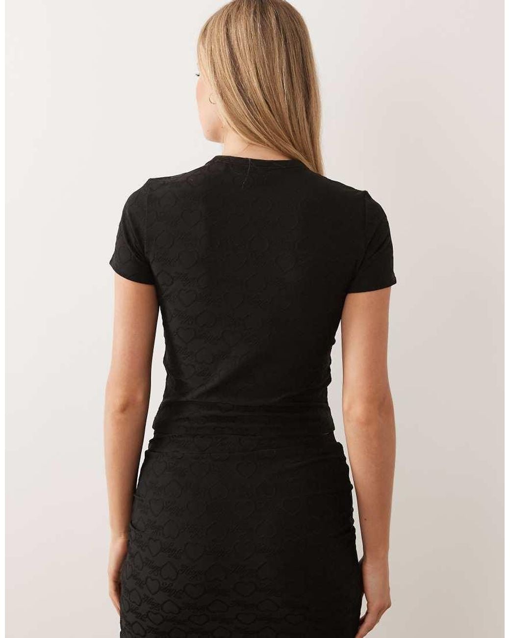 HUGO Black Dappless Co-ord Logo Print Crop Top