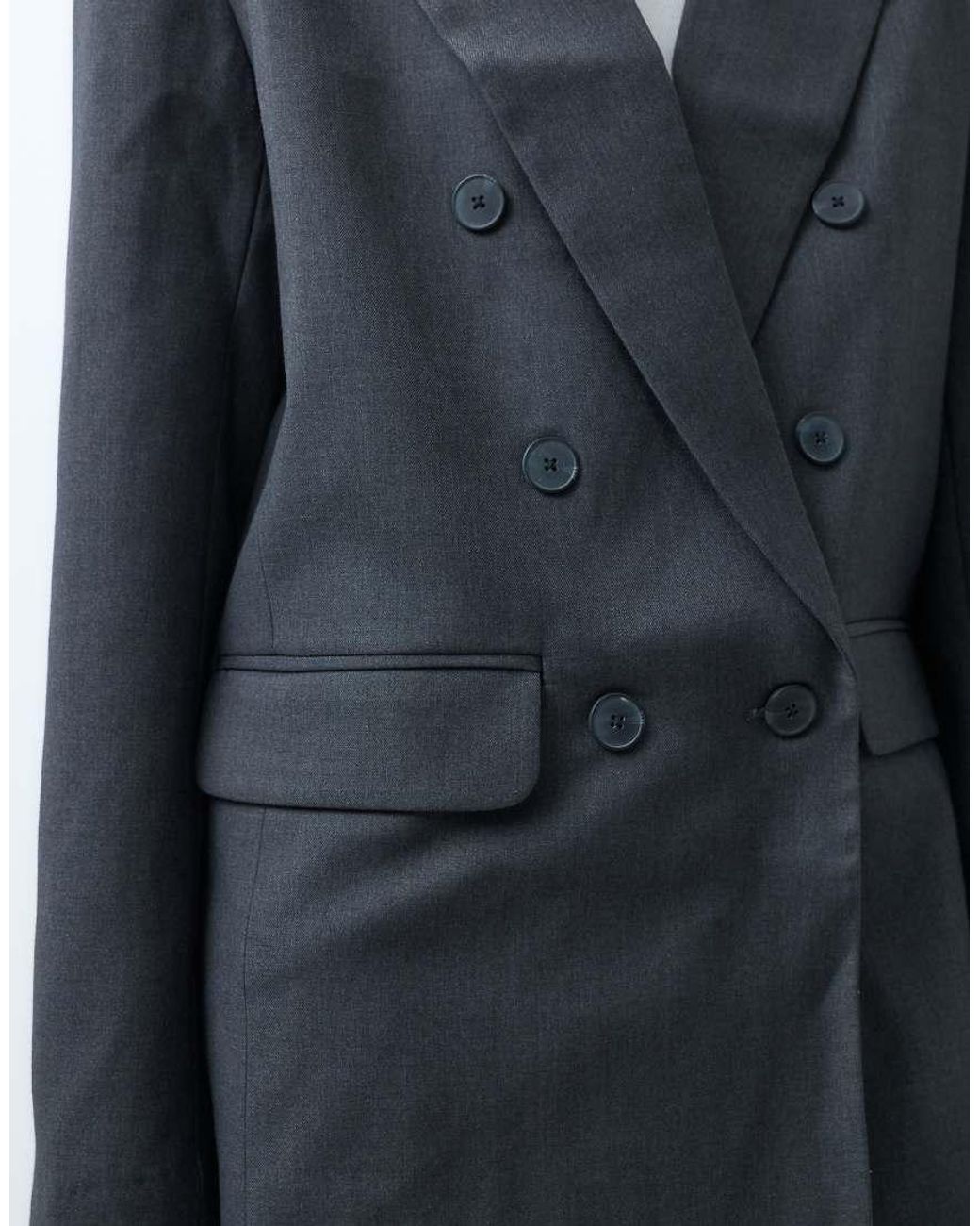 ASOS Blue Tailored Double Breasted Power Shoulder Blazer