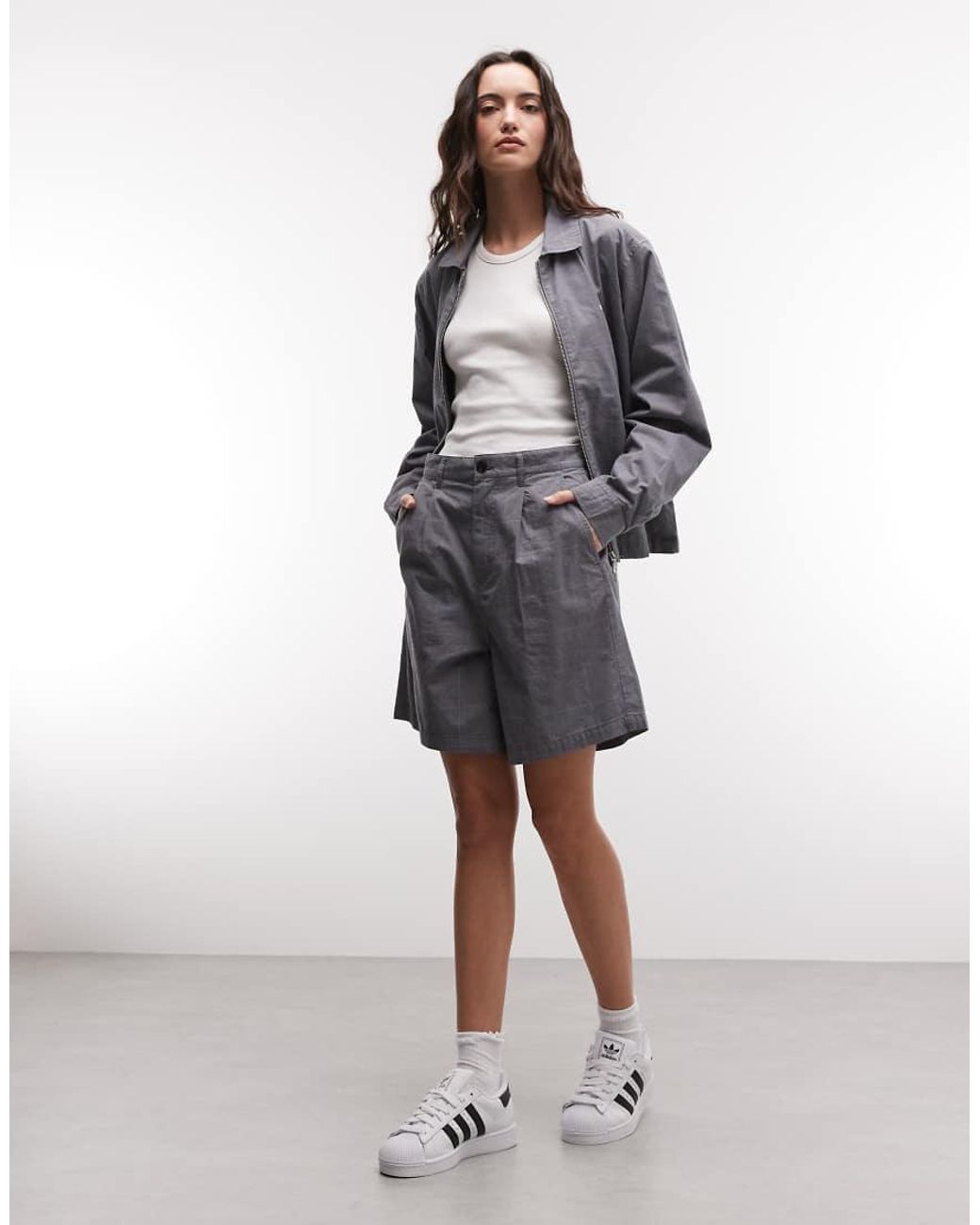 Obey Gray Olivia Plaid Short Co-Ord