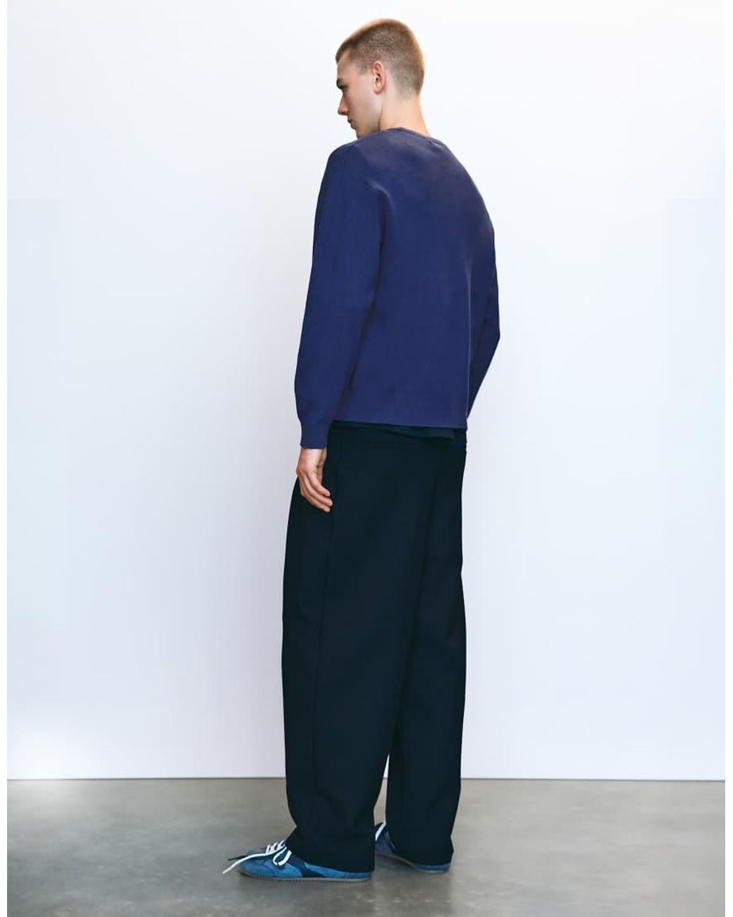 Pull&Bear Blue Round Neck Jumper for men