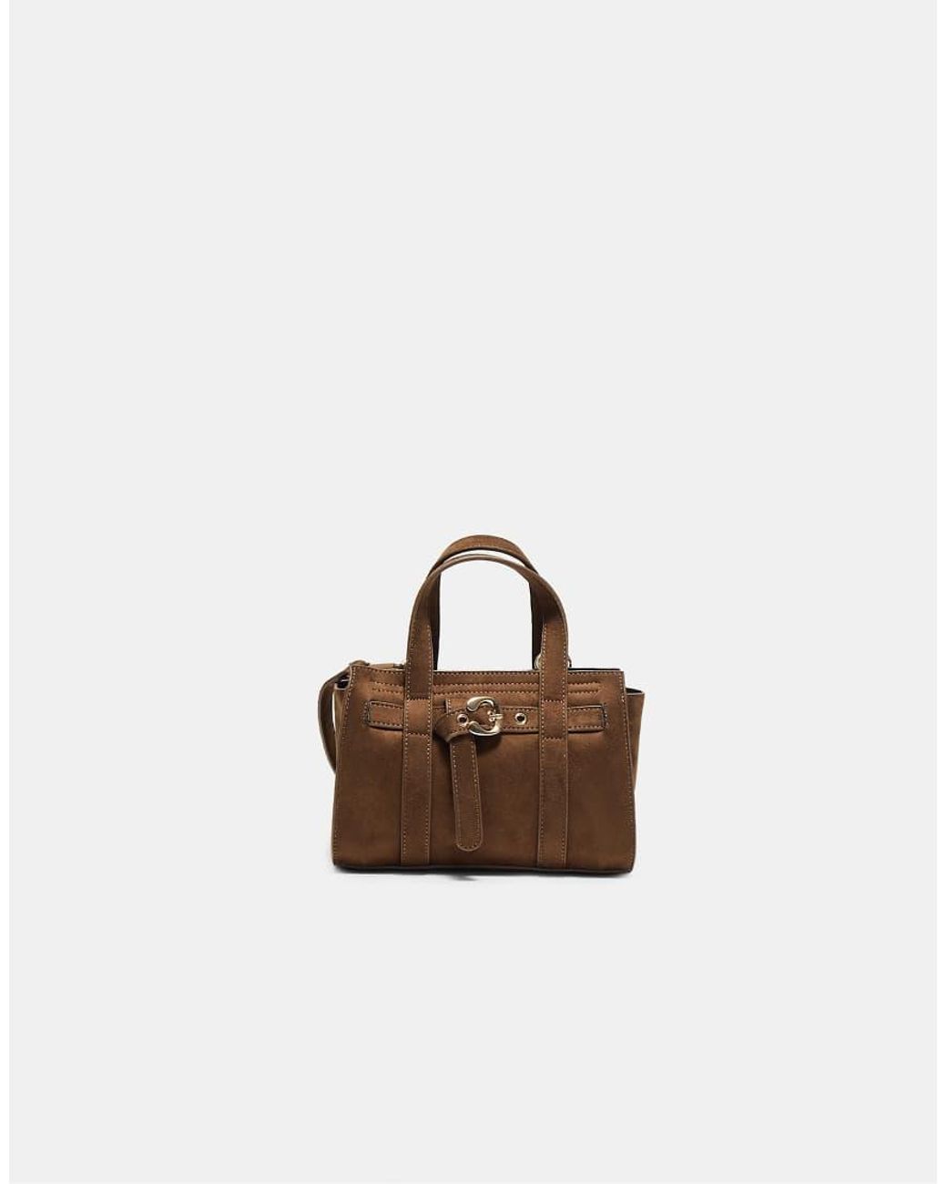 Stradivarius White Mini Tote Bag With Buckle