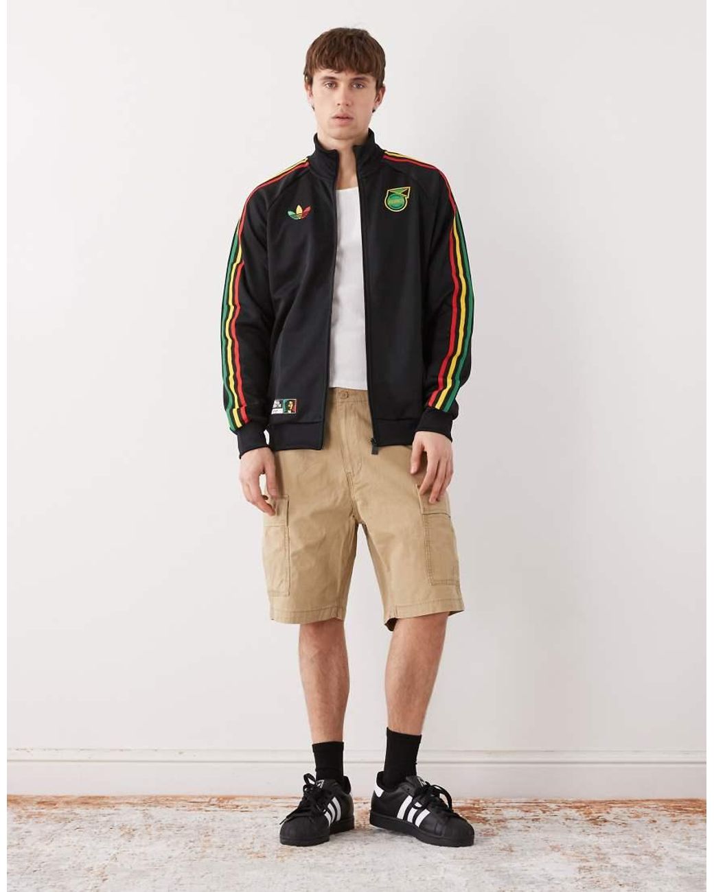 Adidas Originals Black Adidas Football Jamaica Track Top for men