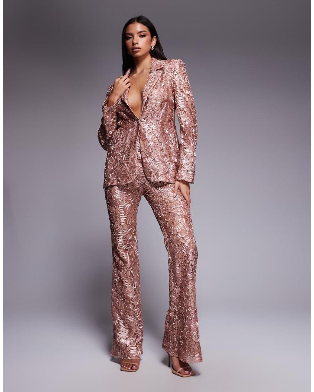 ASOS Pink Lace Tailored Blazer Co-ord