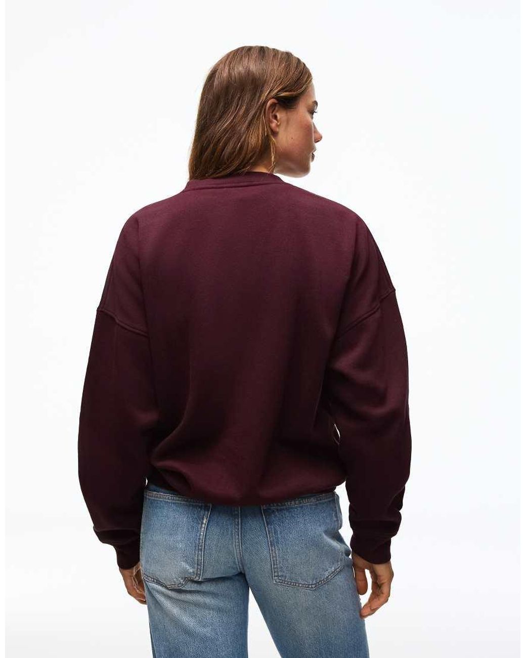 Bershka Red Round Neck Sweatshirt