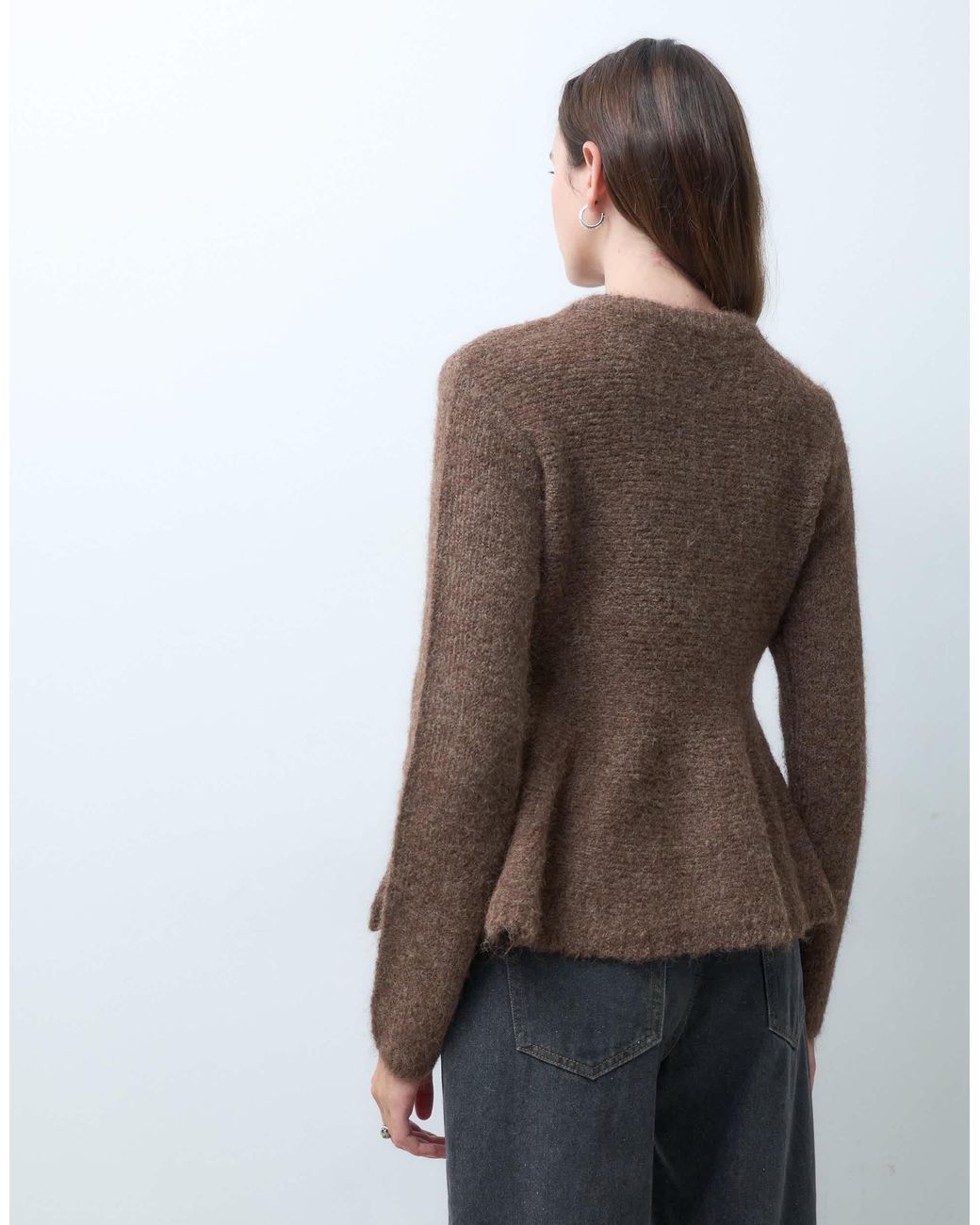 Object Brown Schößchen-strickjacke