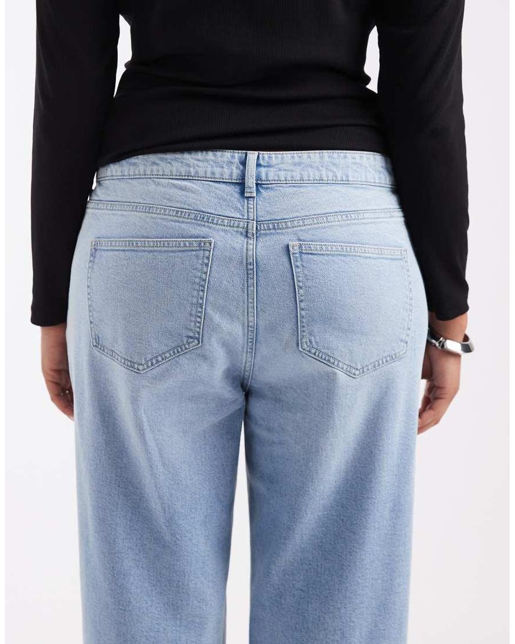 Vero Moda Blue Sandie Mid Rise Wide Leg Stretch Jeans