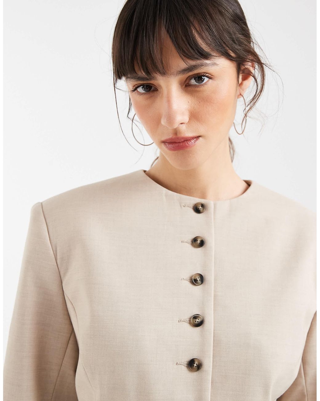 ASOS Natural Tailored High Neck Button Blazer