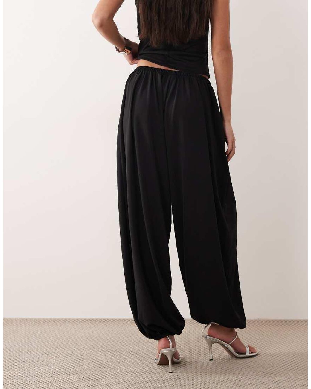ASOS Black Clean Jersey Twill Tie Waist Balloon Trouser