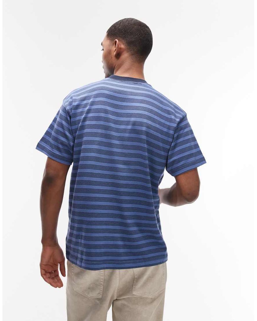 Obey Blue Cordell Short Sleeve Striped T-shirt for men